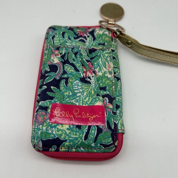Lilly Pulitzer Tiki Palm Wristlet Colorful Floral Pattern Women's Wallet - Picture 1 of 6